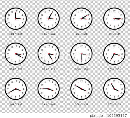 簡單的時鐘設置為每 5 分鐘 3:00 15:00 簡單的時鐘設置為每 5 分鐘 3:00 15:00 103595137