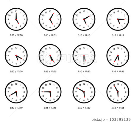 シンプルな時計 5分毎セット 5時 17時 シンプルな時計 5分毎セット 5時 17時 103595139