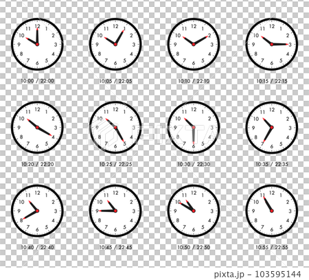 シンプルな時計 5分毎セット 10時 22時 103595144
