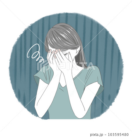 手で顔を覆う女性　悩む女性 103595480