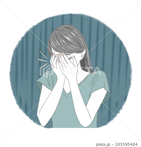 手で顔を覆う女性　悩む女性 103595484