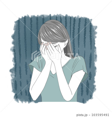 手で顔を覆う女性　悩む女性 103595491