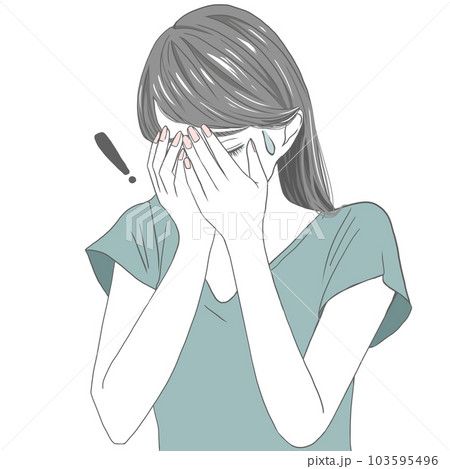 手で顔を覆う女性　悩む女性 103595496