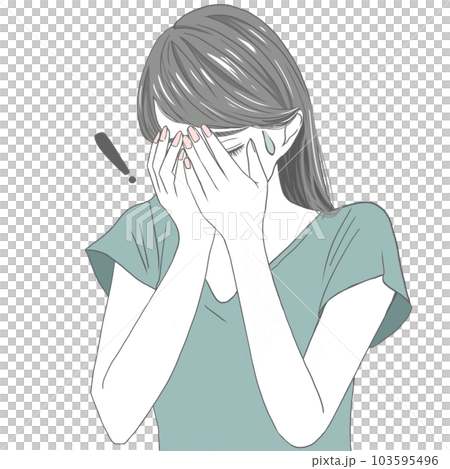 手で顔を覆う女性　悩む女性 103595496