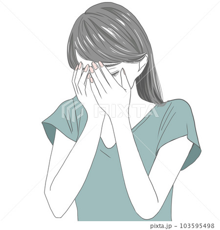 手で顔を覆う女性　悩む女性 103595498