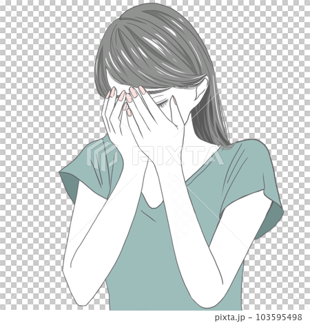 手で顔を覆う女性　悩む女性 103595498