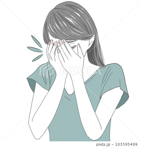 手で顔を覆う女性 ショックな女性のイラスト素材 [103595499] - PIXTA