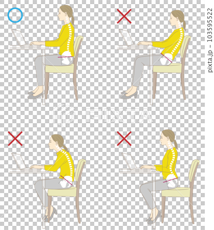Good and bad posture for desk work Good and bad posture for desk work 103595522