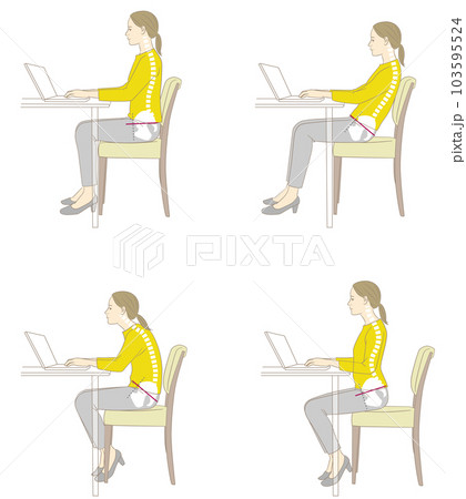 デスクワークの良い姿勢と悪い姿勢 103595524