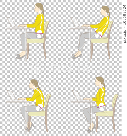 Good and bad posture for desk work 103595524
