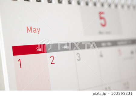 May calendar page with months and dates business planning appointment meeting concept May calendar page with months and dates business planning appointment meeting concept 103595831