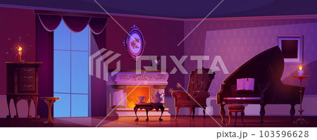 Night victorian interior vintage room furniture 103596628