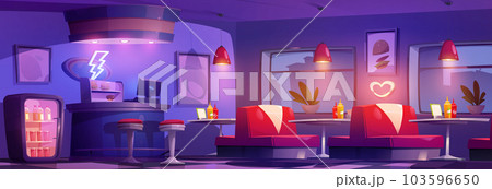 Night restaurant interior for diner cartoon vector Night restaurant interior for diner cartoon vector 103596650