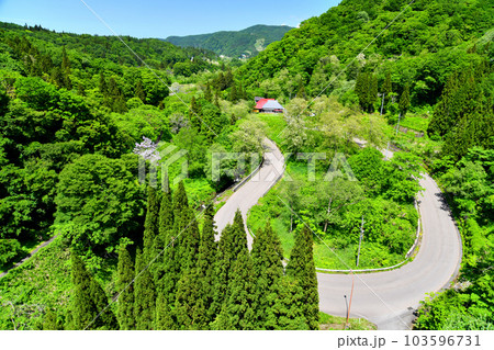 信越大橋より赤川一里塚跡、赤川神社方面を望む(長野県信濃町)【2023.5】 信越大橋より赤川一里塚跡、赤川神社方面を望む(長野県信濃町)【2023.5】 103596731
