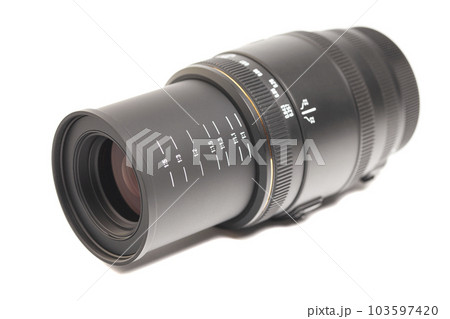 Camera photo lens macro isolated on white background Camera photo lens macro isolated on white background 103597420