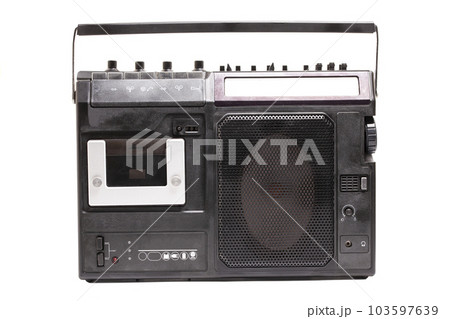 Retro portable stereo cassette recorder from 80s. 103597639