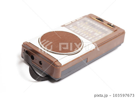 old transistor radio isolated on white 103597673
