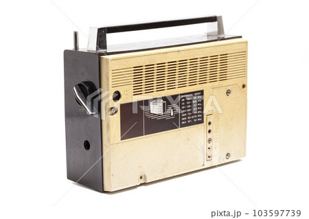 old transistor radio isolated on white 103597739