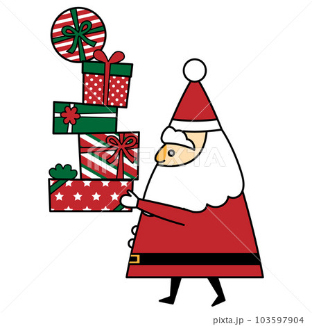 プレゼントを運ぶサンタクロース（縁取り線付き） 103597904