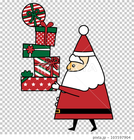 プレゼントを運ぶサンタクロース（縁取り線付き） 103597904
