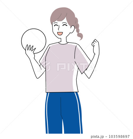 ボールを持って元気な女性 103598697