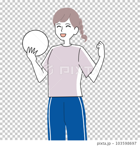 有球的快樂的婦女 103598697