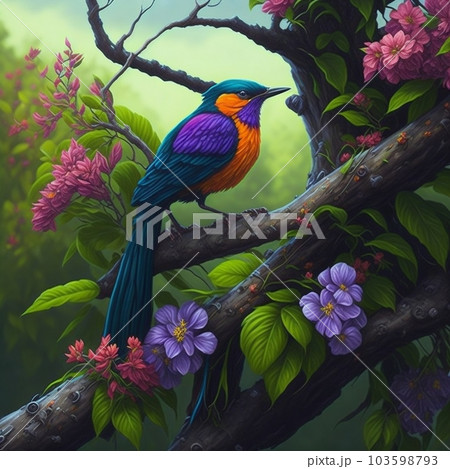 Sounds of the Jungle: Melody of the Rare Blue Bird - Stock Illustration  [103598793] - PIXTA