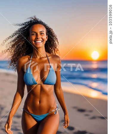 Beautiful sexy tan woman model in bikini...のイラスト素材 ...
