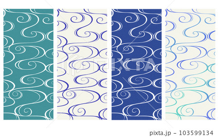 日本の伝統模様「流水文様」を4色でのイラスト素材 [103599134] - PIXTA