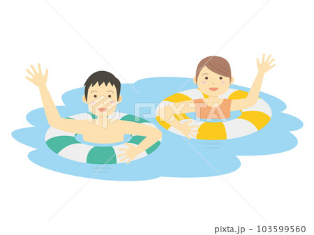 海水浴イラスト_水遊びする男女のイラスト_3 103599560