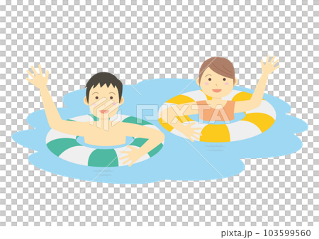 海水浴イラスト_水遊びする男女のイラスト_3 103599560