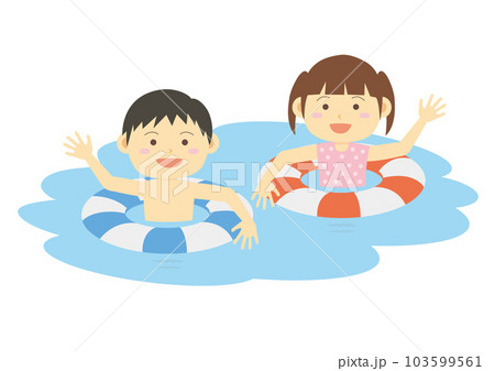 海水浴イラスト_水遊びする子どものイラスト_3 103599561