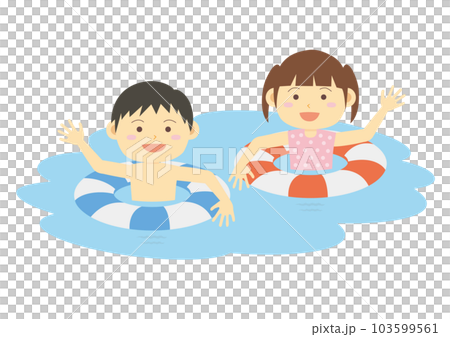 海水浴イラスト_水遊びする子どものイラスト_3 103599561