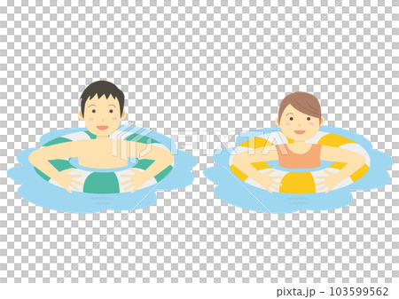 海水浴イラスト_水遊びする男女のイラスト_2 103599562