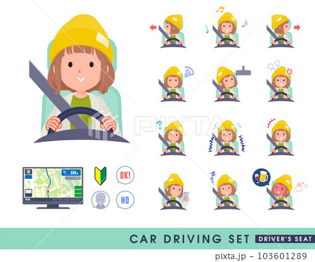 車を運転するカジュアルファッション女性のセット 103601289