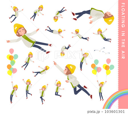 空中に浮かぶカジュアルファッション女性のセット 空中に浮かぶカジュアルファッション女性のセット 103601301