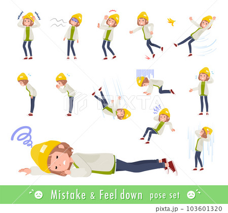 失敗と憂鬱を表現しているカジュアルファッション女性のセット 103601320