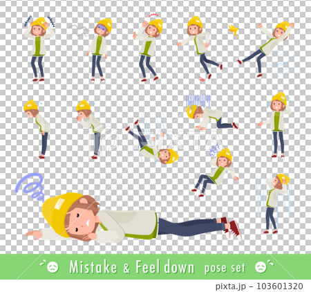 失敗と憂鬱を表現しているカジュアルファッション女性のセット 103601320