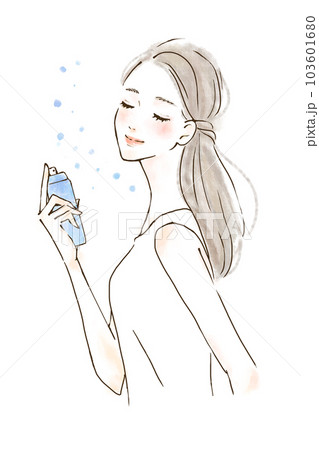 ミストタイプの美容 スキンケアをする女性のイラスト ミストタイプの美容 スキンケアをする女性のイラスト 103601680