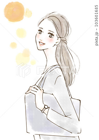 笑顔で通勤する女性のイラスト ビジネス 笑顔で通勤する女性のイラスト ビジネス 103601685
