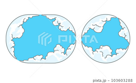 丸と長丸の雲の囲み枠・フレーム - シンプル 103603288