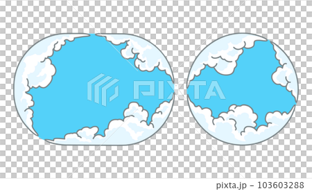丸と長丸の雲の囲み枠・フレーム - シンプル 103603288