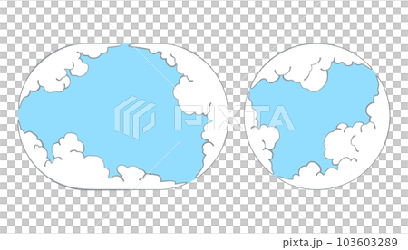 Circle and elliptical cloud frame/frame-Natural, fashionable, handwritten style 103603289