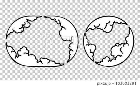 Circle and elliptical cloud frame/frame-Japanese style, brush/pen style Circle and elliptical cloud frame/frame-Japanese style, brush/pen style 103603291