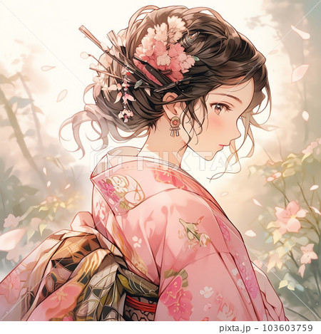 着物を着た女性　成人式 | woman in kimono　Generative AI 103603759