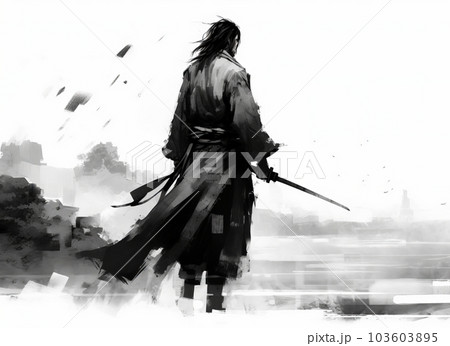水墨画の侍,Generative AI AI画像のイラスト素材 [103603895] - PIXTA