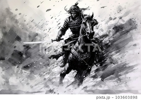 水墨画の侍,Generative AI AI画像のイラスト素材 [103603898] - PIXTA