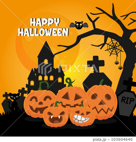Halloween greeting card Vector Illustration Halloween greeting card Vector Illustration 103604640