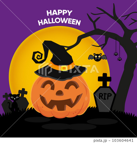 Halloween greeting card Vector Illustration 103604641