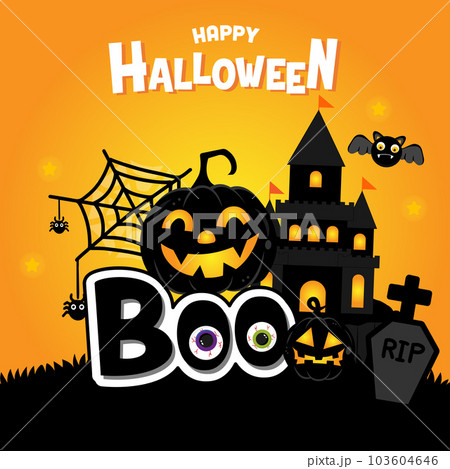 Halloween greeting card Vector Illustration 103604646